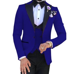 Custom Men's Suit 3 Piece Jacket Vest Pant Lapel Double Breasted Groom Party Wedding Slim Fit Tuxedo Set